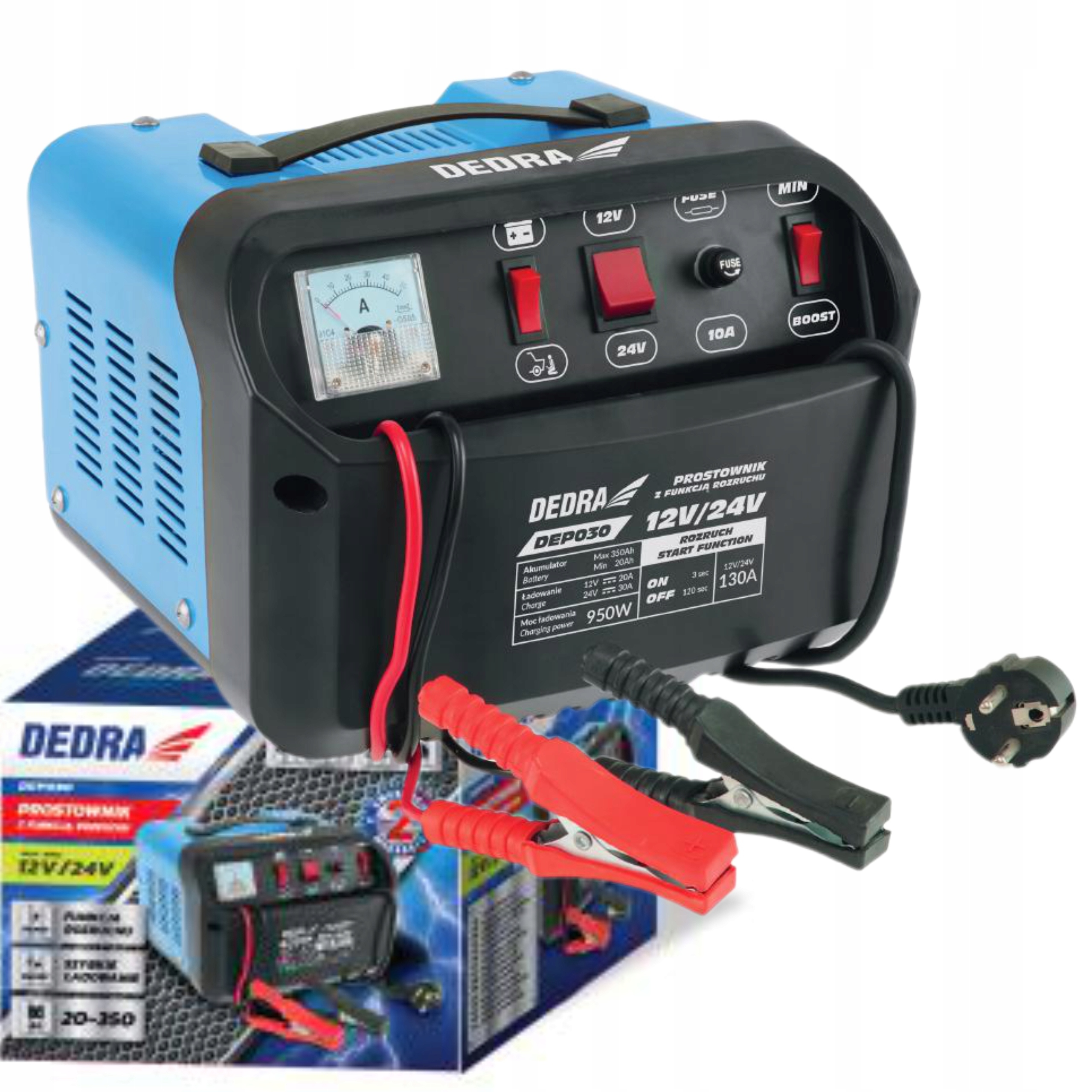 DEDRA PROSTOWNIK Z ROZRUCHEM ROZRUCH 12/24V 20-350AH 950W DEP030 AKUMULATOR