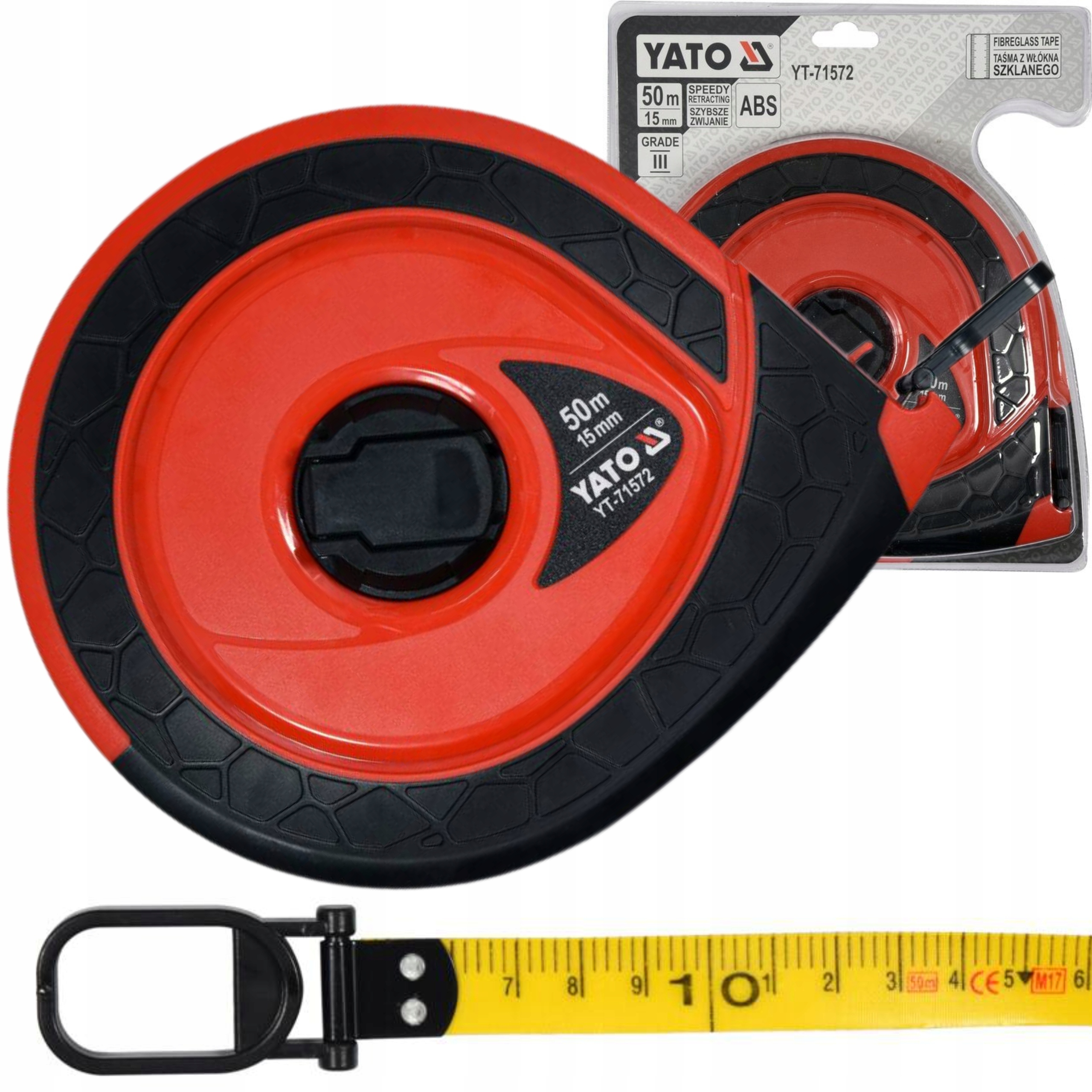 YATO TAŚMA MIERNICZA METRÓWKA MIARA ZWIJANA 50M Z WŁÓKNA SZKLANEGO YT-71572