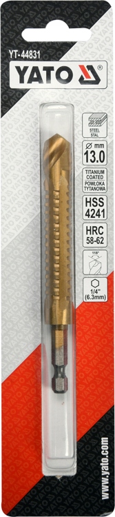 YATO WIERTŁO FREZUJĄCE DO METALU 13,0MM HSS-TIN HEX KRZYŻOWE OSTRZE 44831