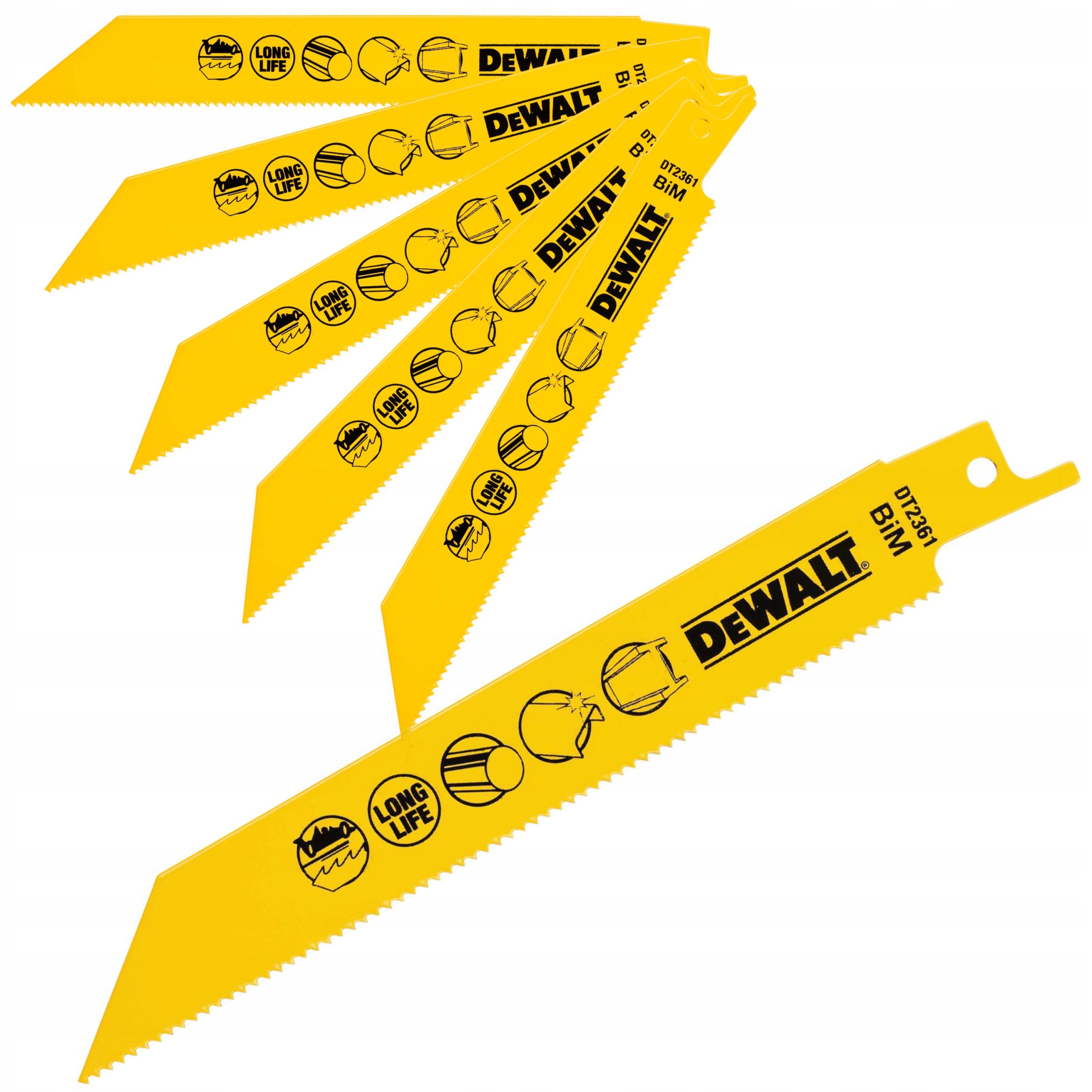 DeWALT ZESTAW BRZESZCZOT PROSTY DO METALU BLACHY 152mm 5 SZTUK DT2361-QZ