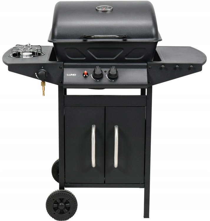 LUND GRILL GAZOWY OGRODOWY 2+1 8 KW PALNIK BOCZNY STALOWY RUSZT 99645