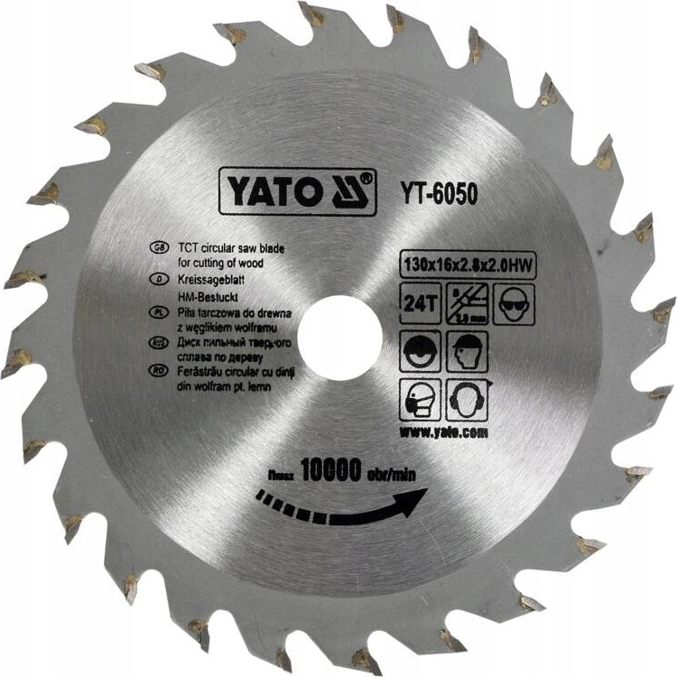 YATO PIŁA PILARKA TARCZOWA TARCZA WIDIOWA DO DREWNA 130X24TX16 MM YT-6050