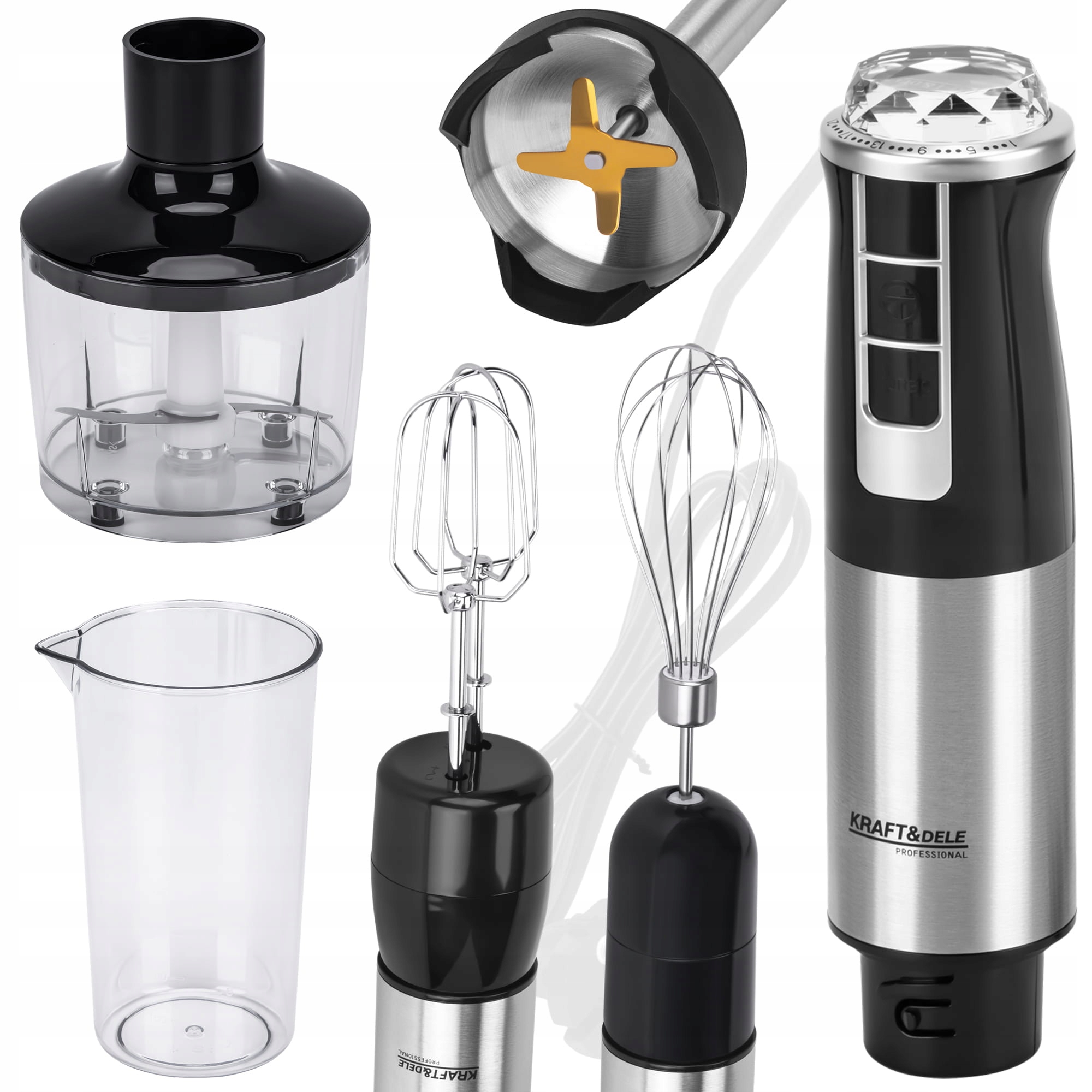 KRAFTDELE BLENDER 1500W + AKCESORIA 7 el. SREBRNY 21 TRYBÓW PRACY KD4181