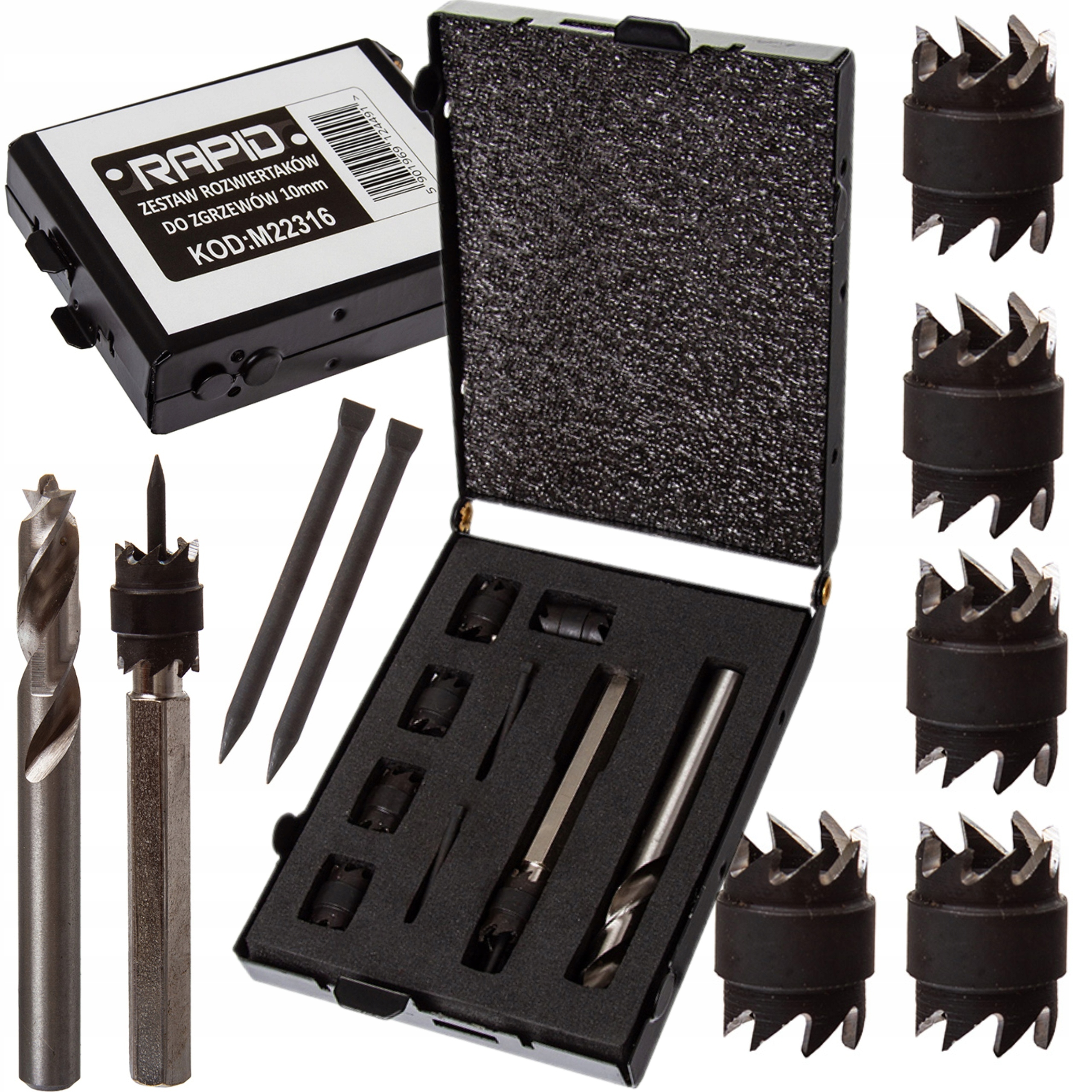 ZESTAW ROZWIERTAKÓW DO USUWANIA ZGRZEWÓW, SPAWÓW, SPOIN 10MM RAPID M22316