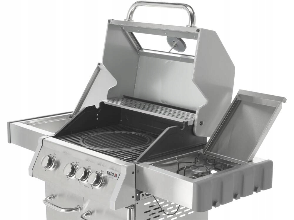YATO GRILL GAZOWY OGRODOWY 3+1 11,5kW Z SZYBĄ ŻELIWY RUSZT PALNIK GAZOWY