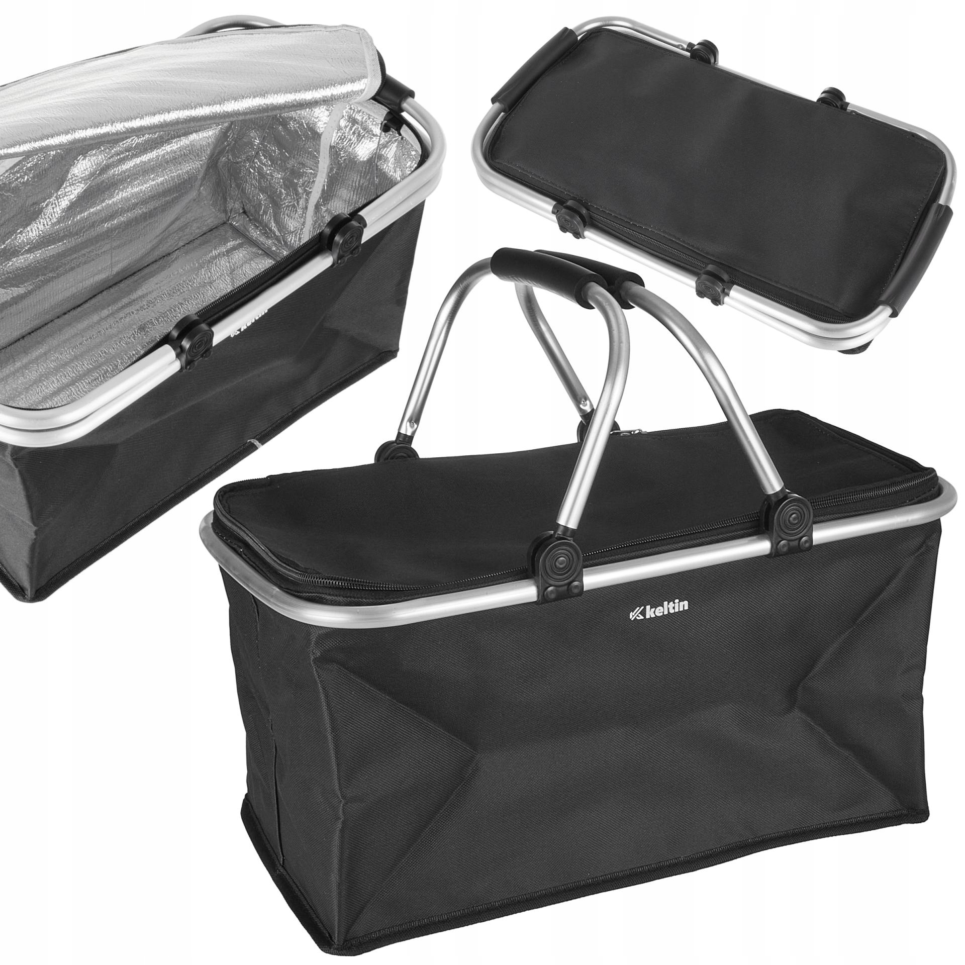 KETLIN KOSZ KOSZYK TERMICZNY SKŁADANY PIKNIKOWY PODRÓŻNY 30L CZARNY K00425