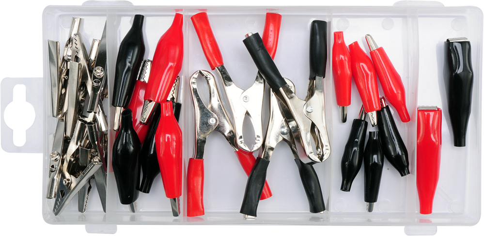 YATO ZESTAW KROKODYLKÓW ELEKTRYCZNYCH 5 RODZAJÓW 28 SZTUK ZACISKÓW YT-06870