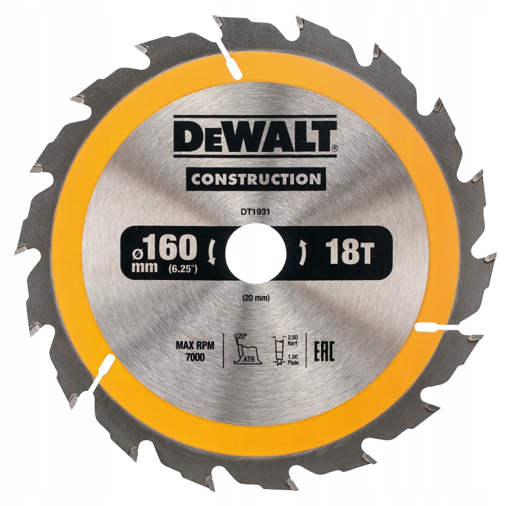 DEWALT DT1931 TARCZA PILARSKA DO DREWNA 160mm 18T