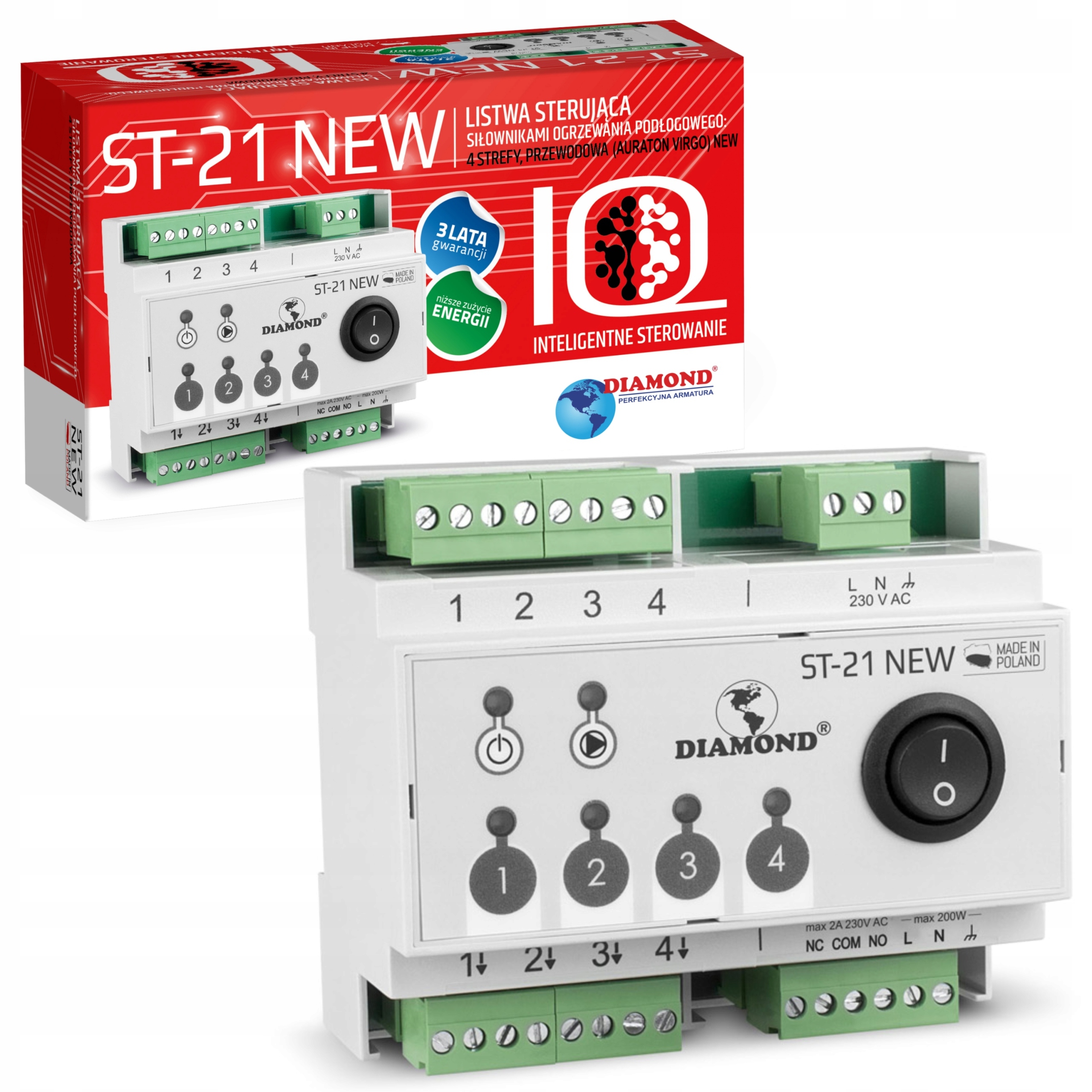 LISTWA STERUJĄCA SIŁOWNIKAMI 4 STREF DIAMOND ST-21