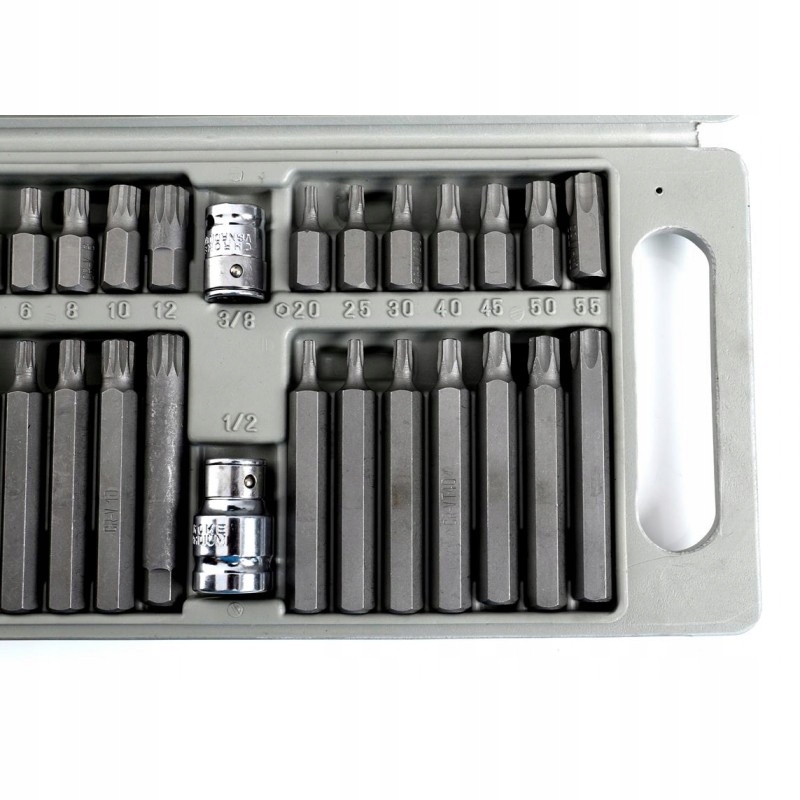 ZESTAW BITÓW KLUCZY IMBUS SPLINE TORX 40 el BITY WALIZKA+ADAPTERY 1/2, 3/8