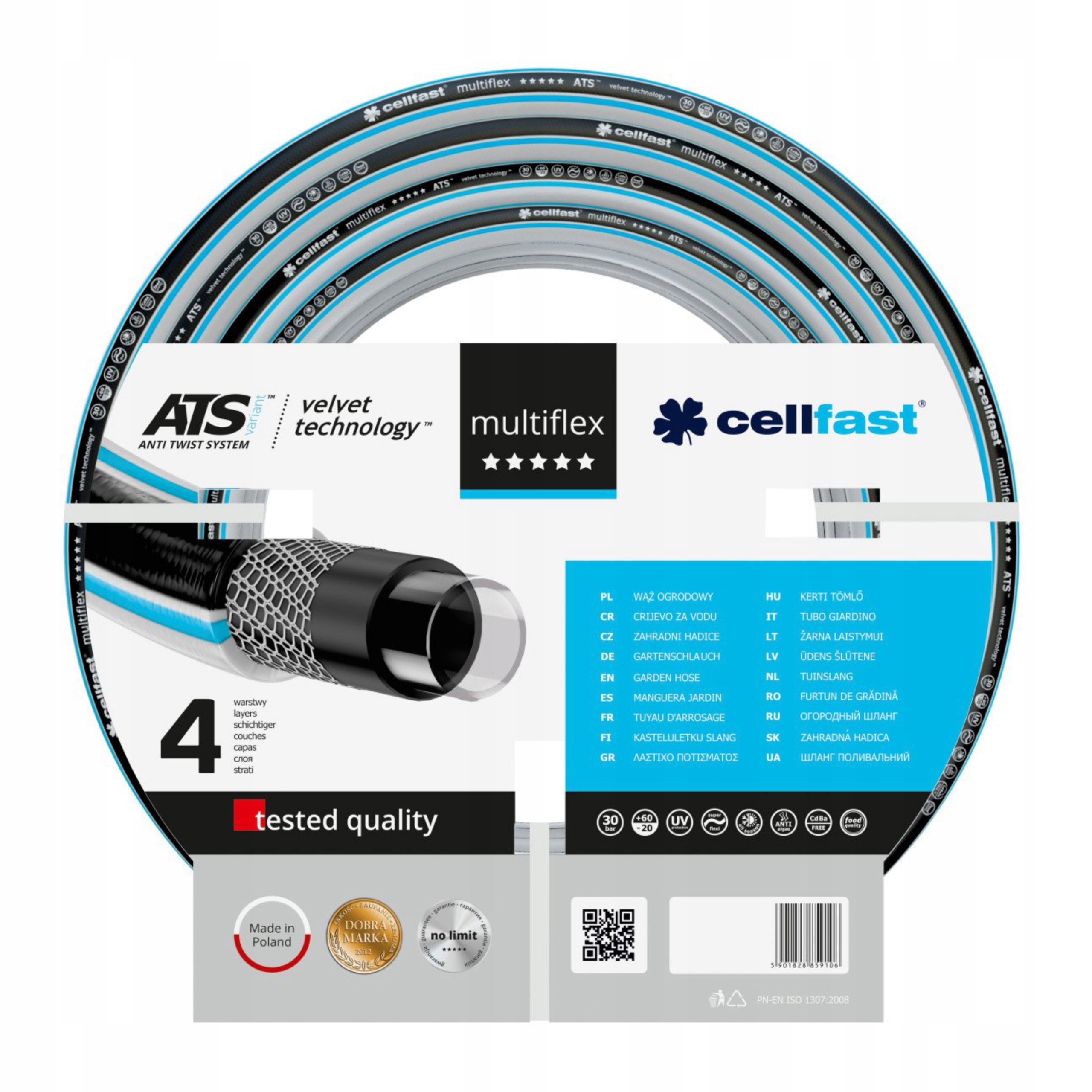 CELLFAST ZESTAW WÓZEK WĄŻ OGRODOWY 6 WARSTW EXPLORER 3/4" 20m +ZRASZACZ