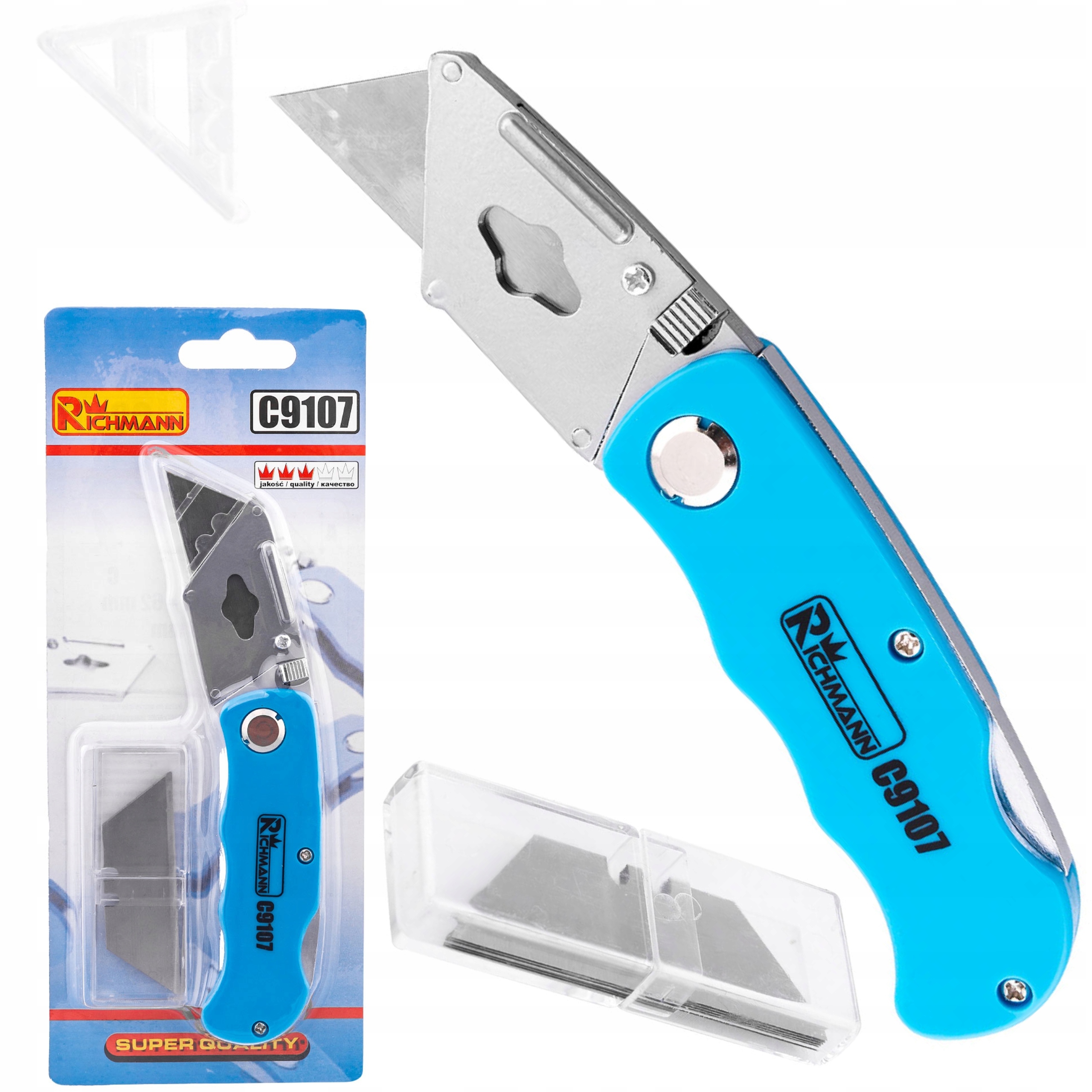 RICHMANN UNIWERSALNY MOCNY NOŻYK 150mm NA OSTRZA TRAPEZOWE + 5 OSTRZY C9107