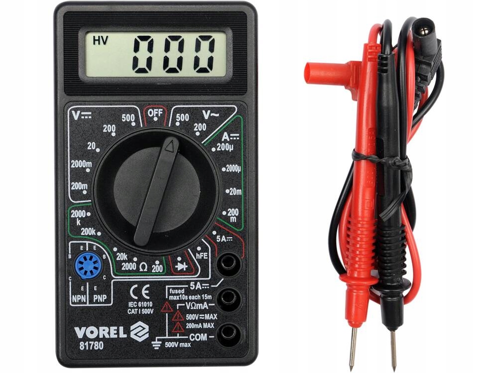 CYFROWY MIERNIK UNIWERSALNY MULTIMETR PROMOCJA POMIARY ELEKTRYCZ VOREL81780