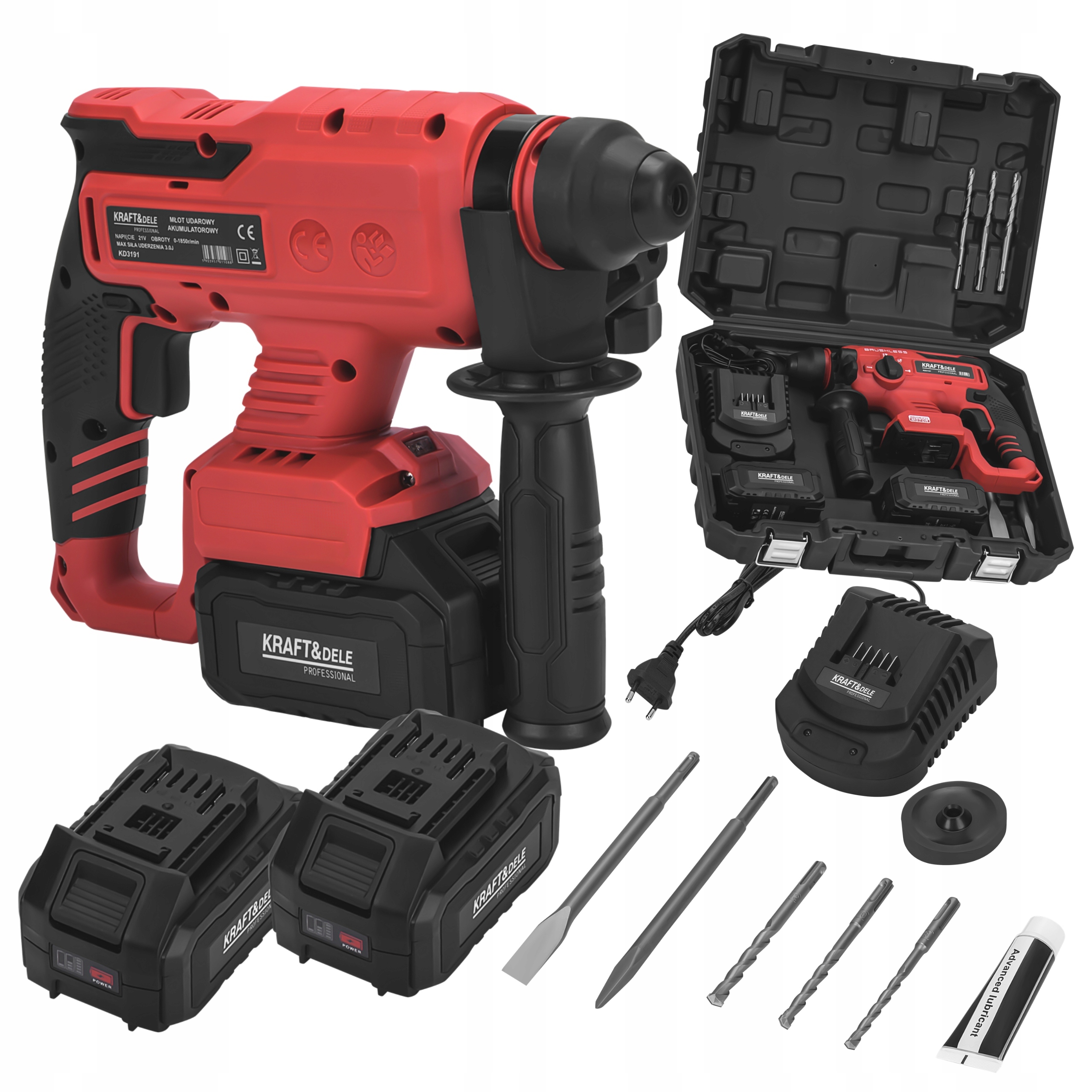 MŁOT UDAROWY AKUMULATOROWY 21V 3J BEZSZCZOTKOWY 2X AKUMULATOR 4AH MOCNY