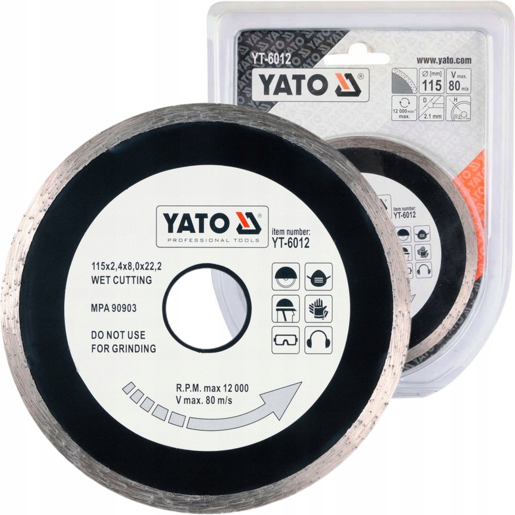 YATO TARCZA DIAMENTOWA SEGMENT CIĄGŁY DO CIĘCIA PŁYTEK 115x22.2mm YT-6012