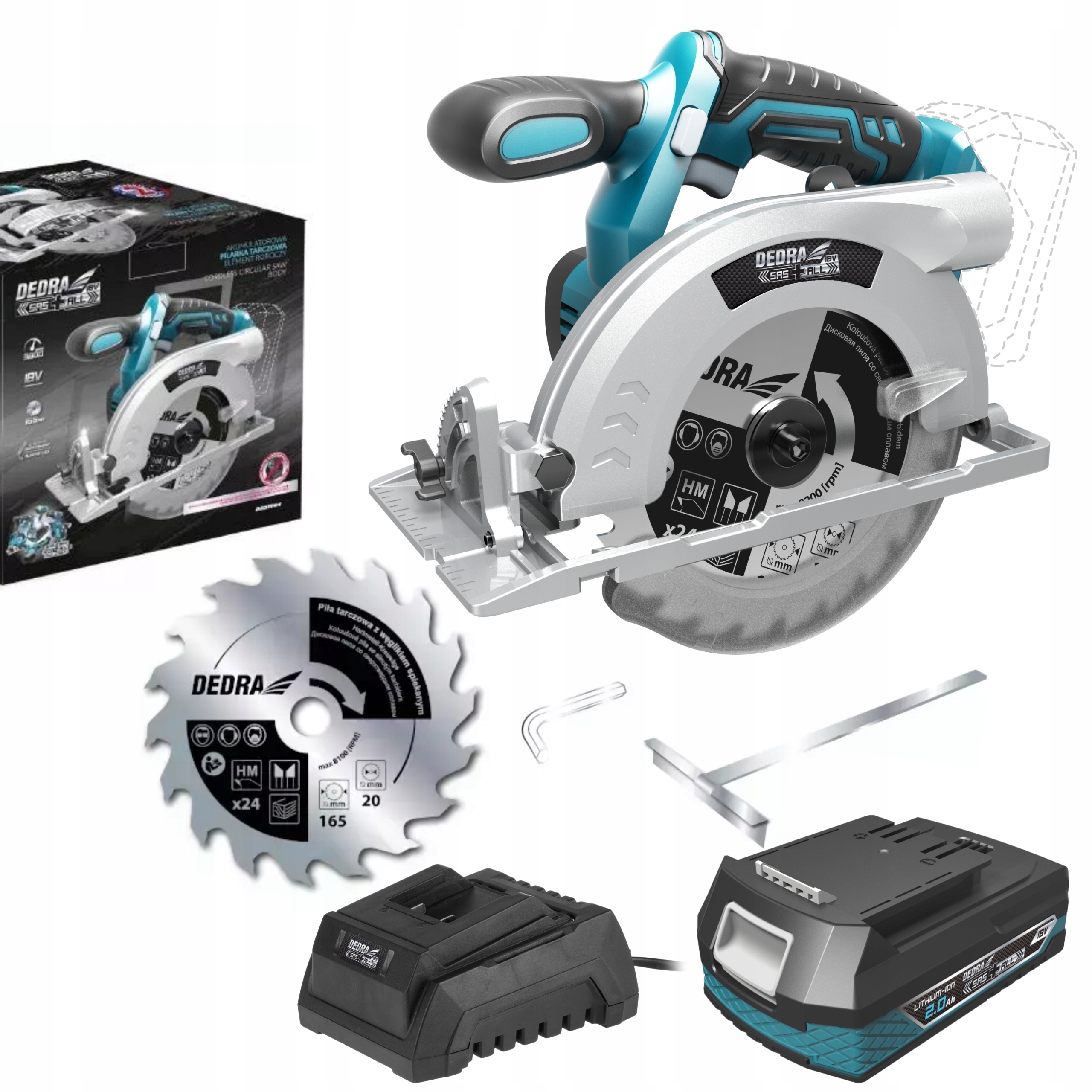 PIŁA PILARKA TARCZOWA Akumulatorowa 18V DEDRA +2Ah