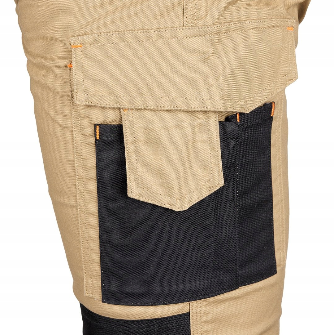 NEO SPODNIE ROBOCZE MIX&MATCH CANVAS WZMOCNIENIA BEŻOWO-CZARNE 81-350-3 3XL
