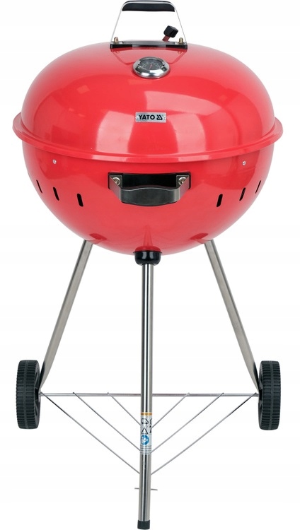 YATO GRILL OGRODOWY WĘGLOWY OKRĄGŁY Z POKRYWĄ RUSZT 54cm STALOWY CZERWONY
