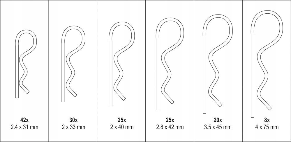 YATO ZESTAW ZAWLECZEK SPRĘŻYSTYCH 150 SZT + ORGANIZER SORTOWNIK YT-06883