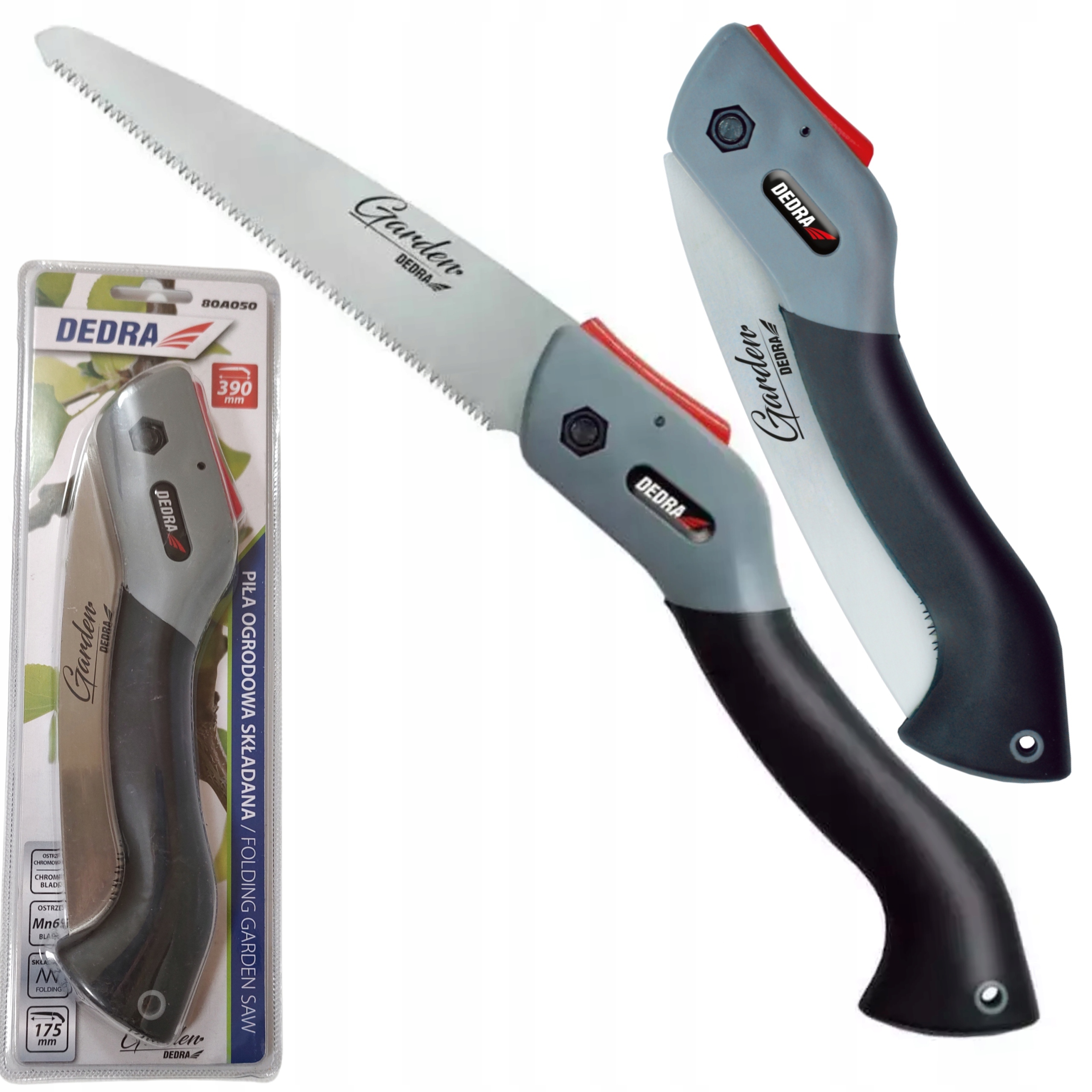 DEDRA PIŁA OGRODOWA RĘCZNA SKŁADANA DO DREWNA GAŁĘZI 390MM BLOKADA 80A050