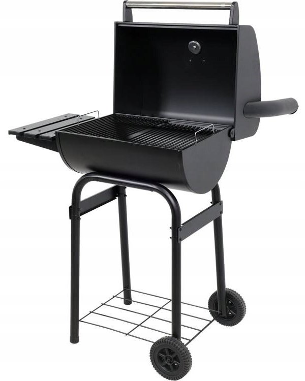 GRILL WĘGLOWY OGRODOWY Z POKRYWĄ RUSZT WĘGLOWY 47x34CM 2 PÓŁKI NA KÓŁKACH