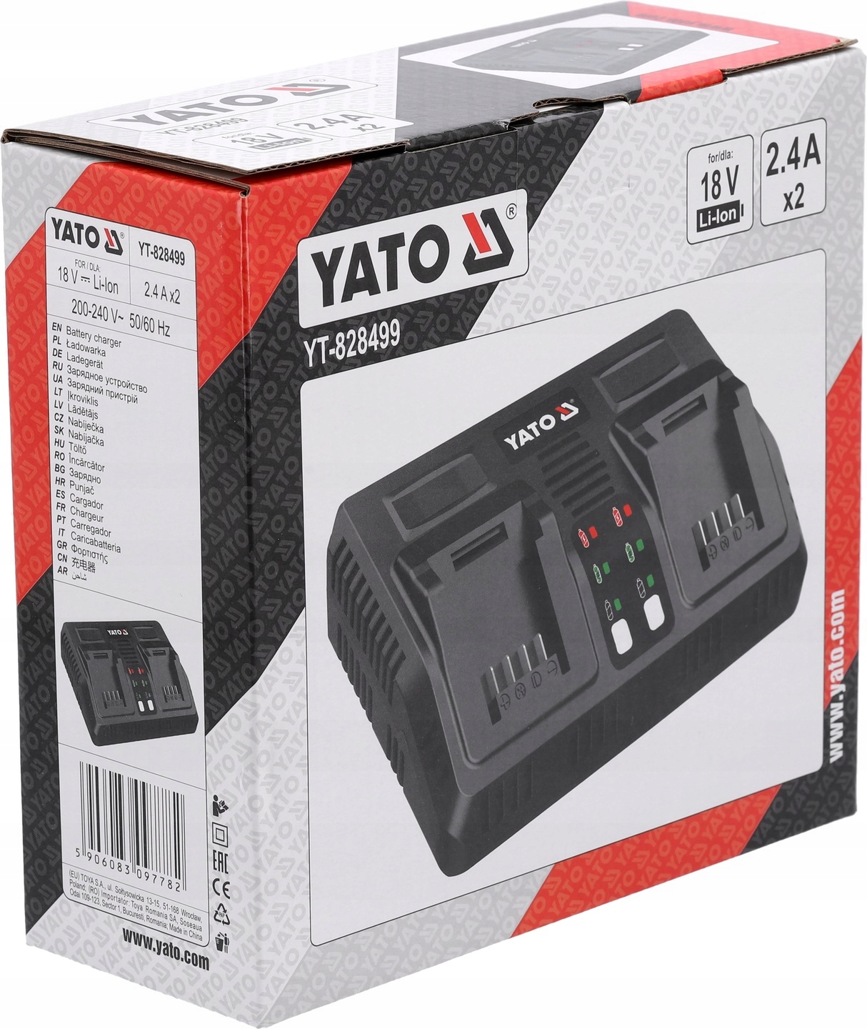 YATO ŁADOWARKA PODWÓJNA DO AKUMULATORÓW SYSTEMU 18V 2.2A YT-828499 BATERII