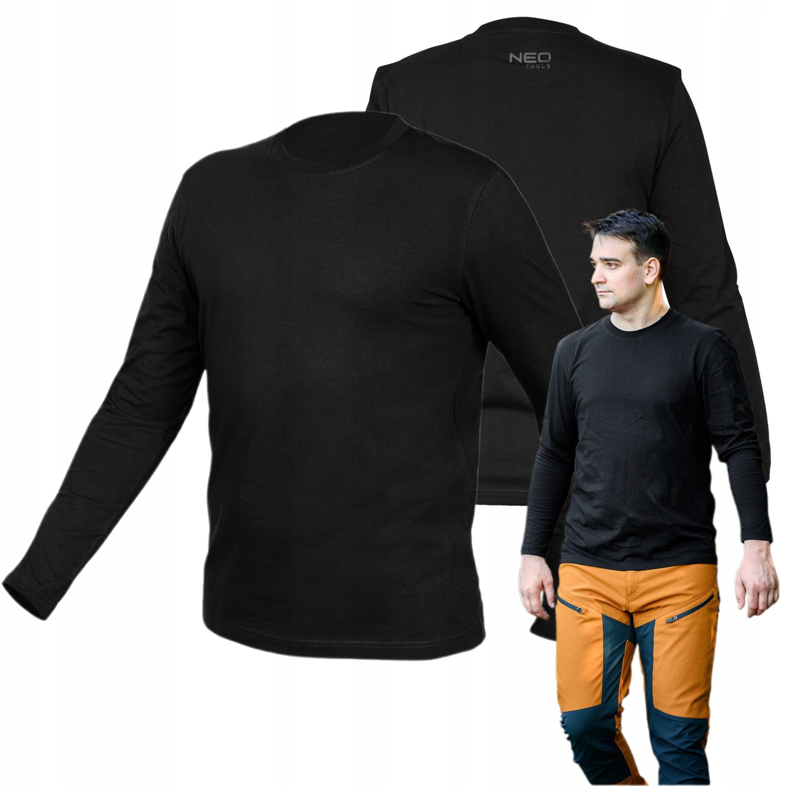 NEO KOSZULKA DŁUGI RĘKAW CZARNA BAWEŁNIANA Longsleeve CE 81-691 ROZMIAR S