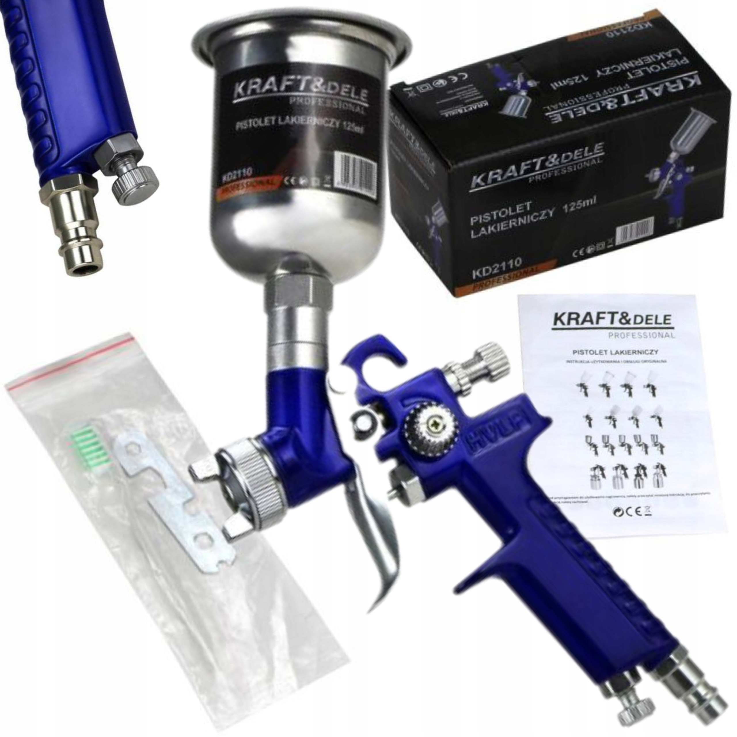 PISTOLET LAKIERNICZY 2,5 - 4 bar ZBIORNIK 125ML K&D KD2110