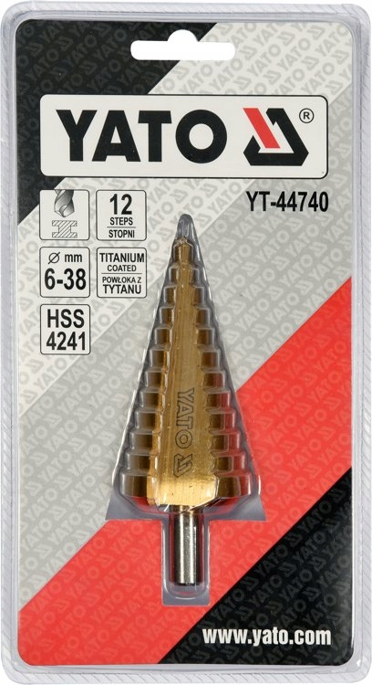 YATO WIERTŁO WIELOSTOPNIOWE HSS STOŻKOWE 6 - 38 MM AZOTEK TYTANU YT-44740