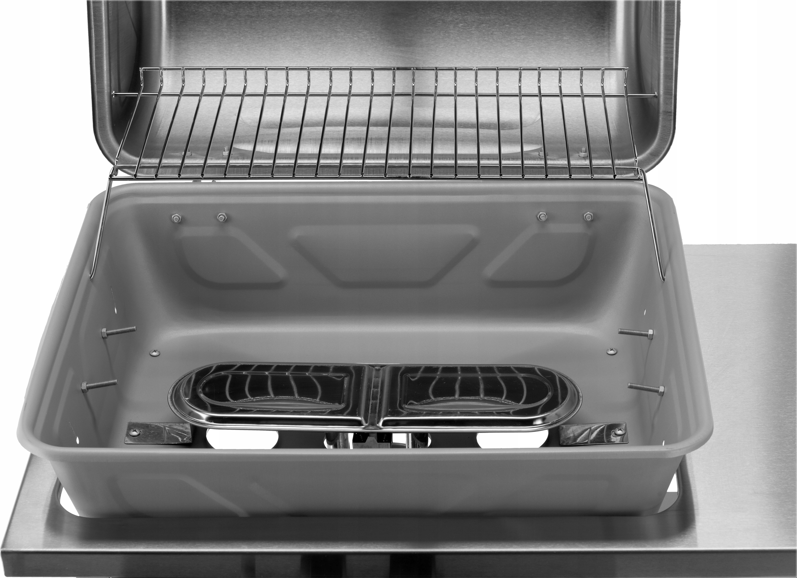 LUND GRILL GAZOWY OGRODOWY STAL NIERDZEWNA 2 PALNIKI 5,5KW CHROMOWANY RUSZT