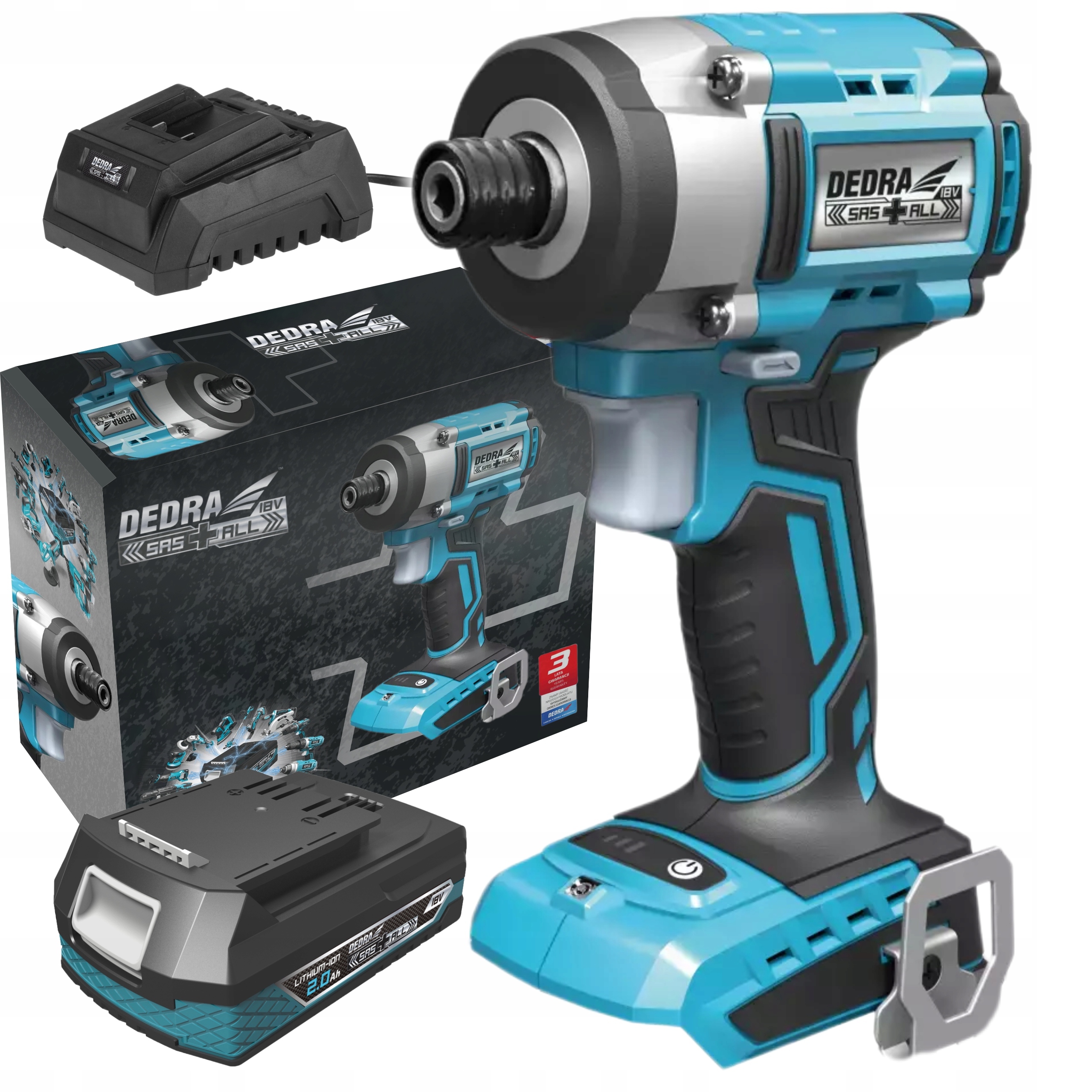 DEDRA ZAKRĘTARKA BEZSZCZOTKOWA KOMPAKTOWA 220NM 18V AKUMULATOROWA LED +2Ah