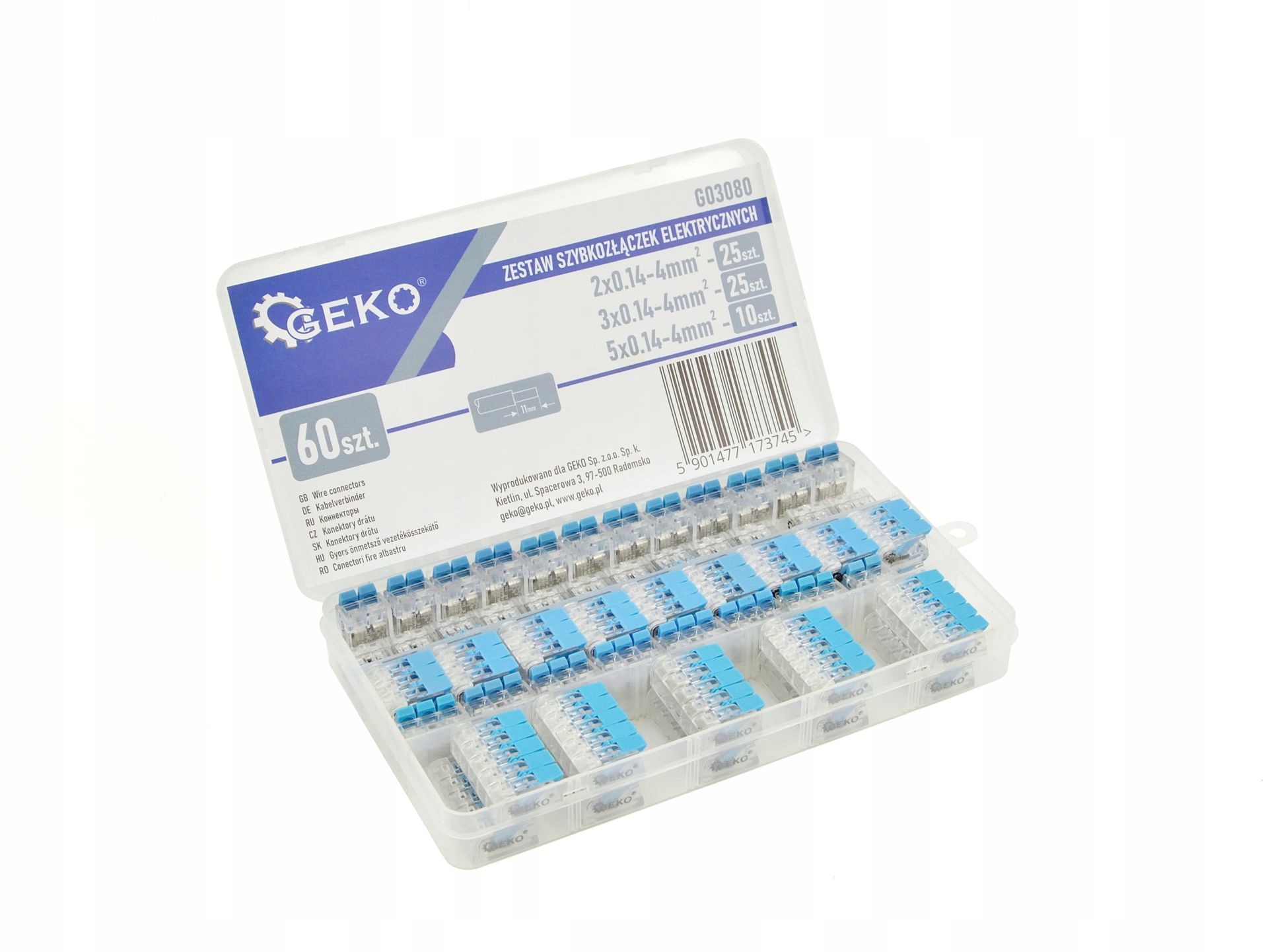 GEKO GEKO ZESTAW SZYBKOZŁĄCZEK ELEKTRYCZNYCH 60 ELEMENTÓW 0,2-4 mm2 G03080