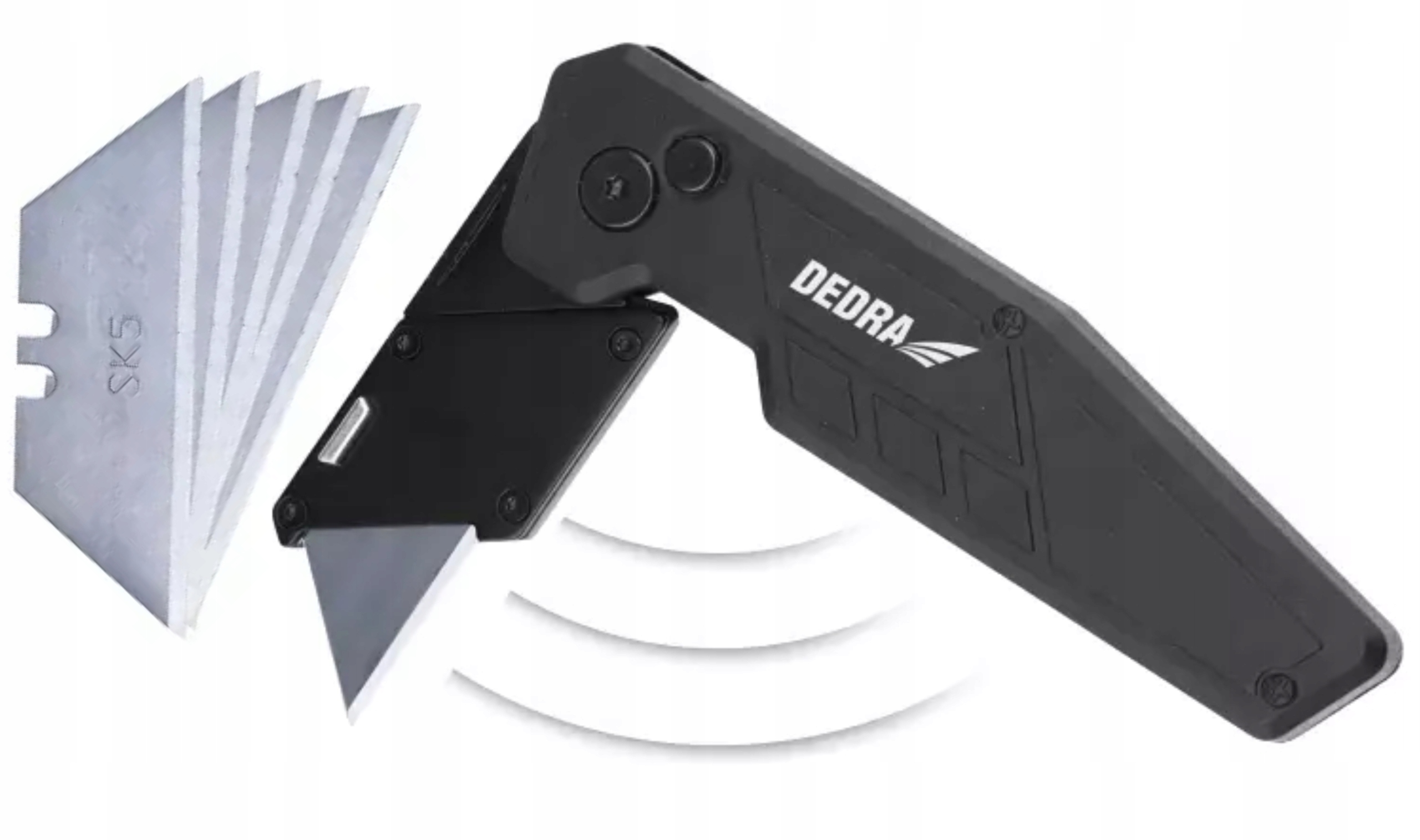 DEDRA NÓŻ SKŁADANY Z OSTRZEM TRAPEZOWYM + 5 SZTUK OSTRZY WYMIENNYCH M9083