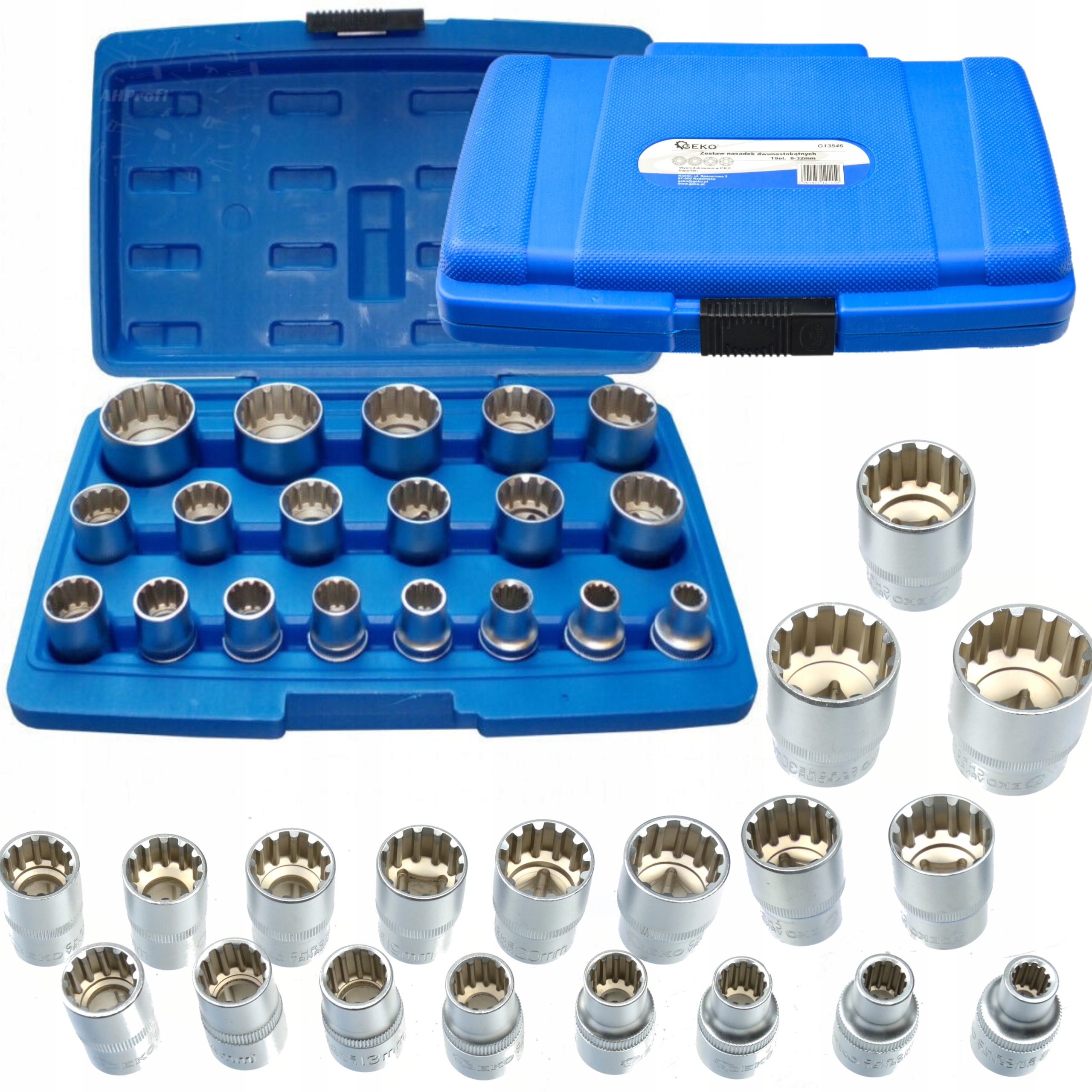 NASADKI SPLINE 12KĄT ZESTAW NASADEK 1/2'' 8-32 19e