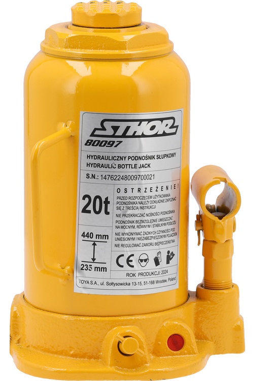 STHOR PODNOŚNIK HYDRAULICZNY BUTELKOWY SŁUPKOWY 20T 235-440MM 80097