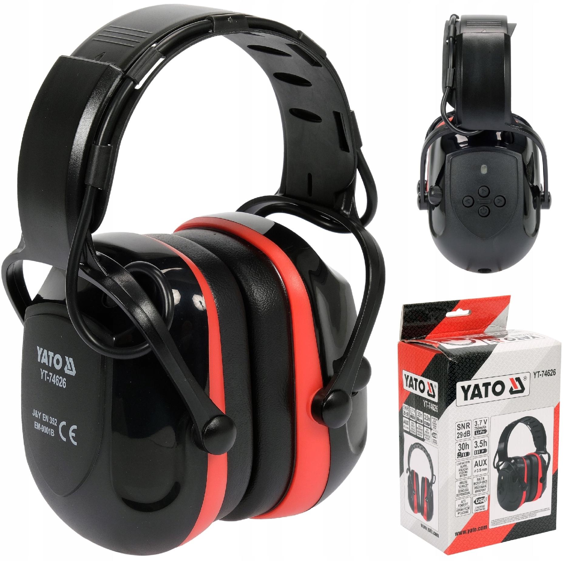 YATO NAUSZNIKI ELEKTRONICZNE PRZECIWHAŁASOWE BLUETOOTH SNR 29 dB MIKROFON
