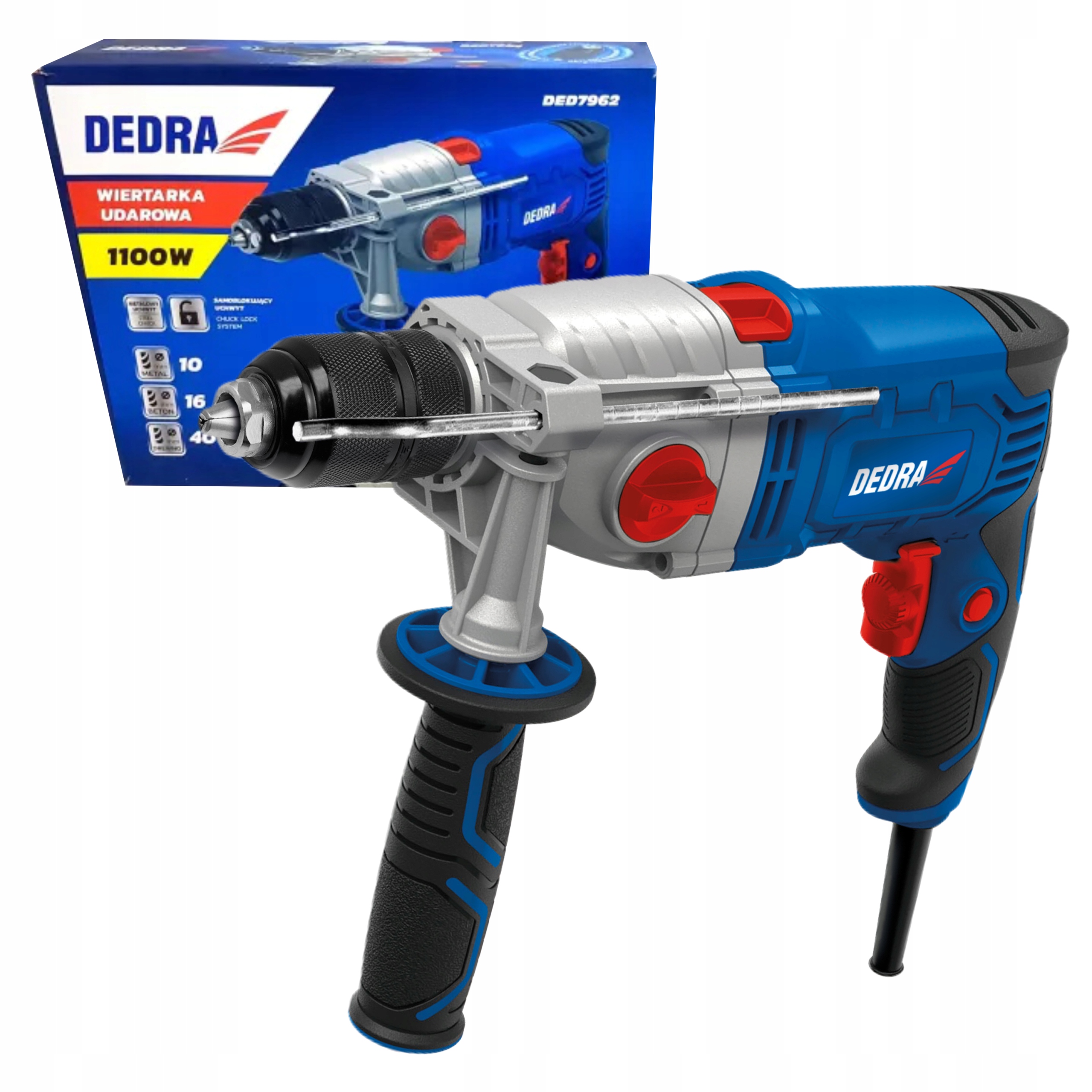 DEDRA WIERTARKA UDAROWA 1100W UCHWYT 13mm DWUBIEGOWA 1200/3200 RPM DED7962