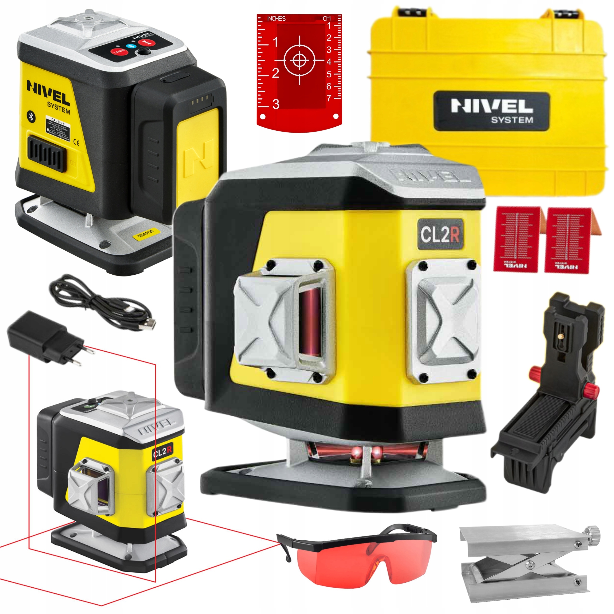 NIVEL SYSTEM LASER KRZYŻOWY CZERWONY IP54 Bluetooth +AKCESORIA WALIZKA CL2R