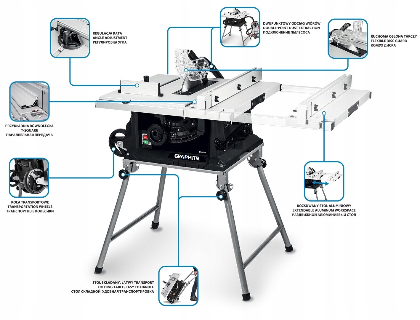 GRAPHITE PILARKA PIŁA STOŁOWA 1600W 254/30MM STÓŁ