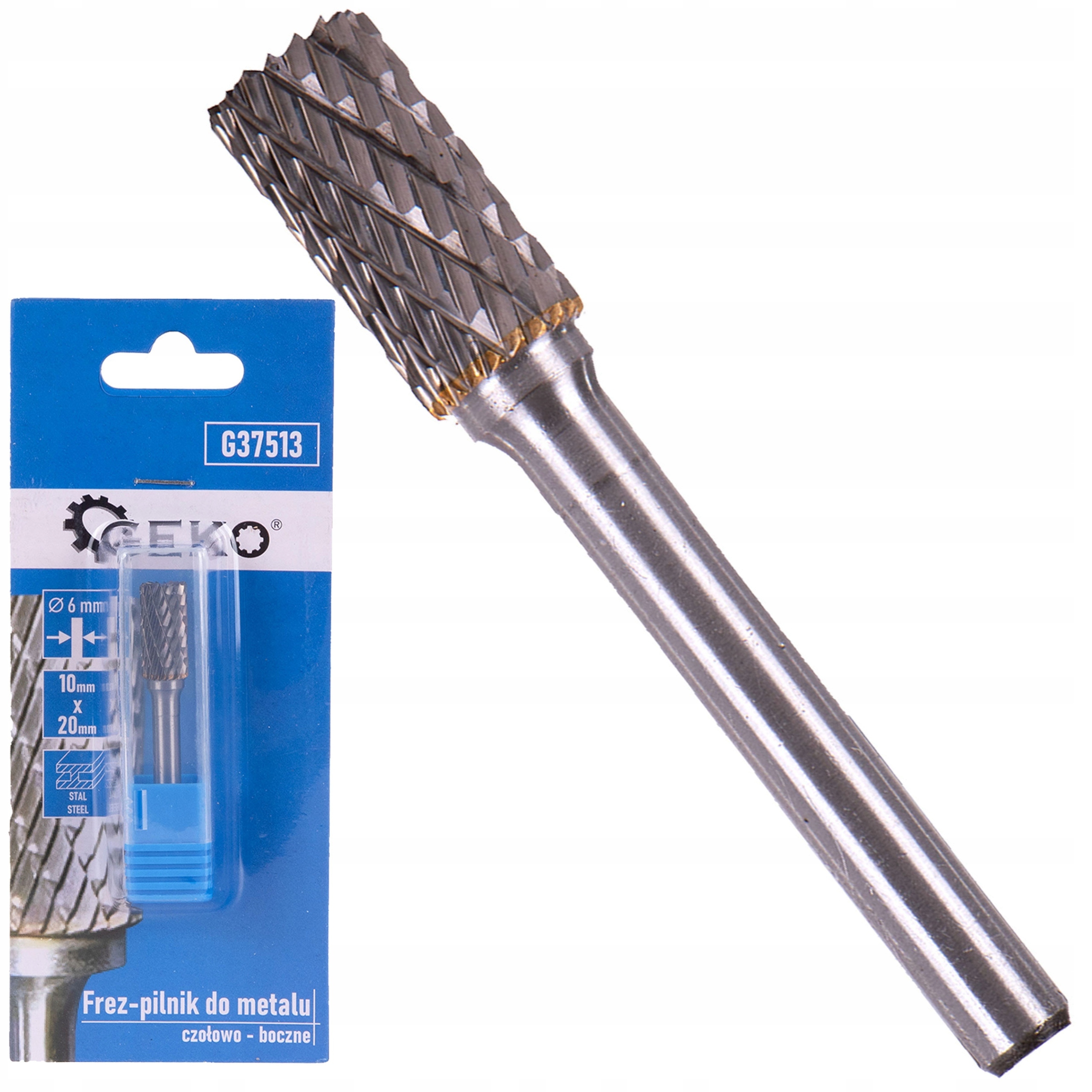 GEKO ODPORNY FREZ-PILNIK DO METALU Z WĘGLIKA WOLFRAMU 10X20MM 6MM G37513