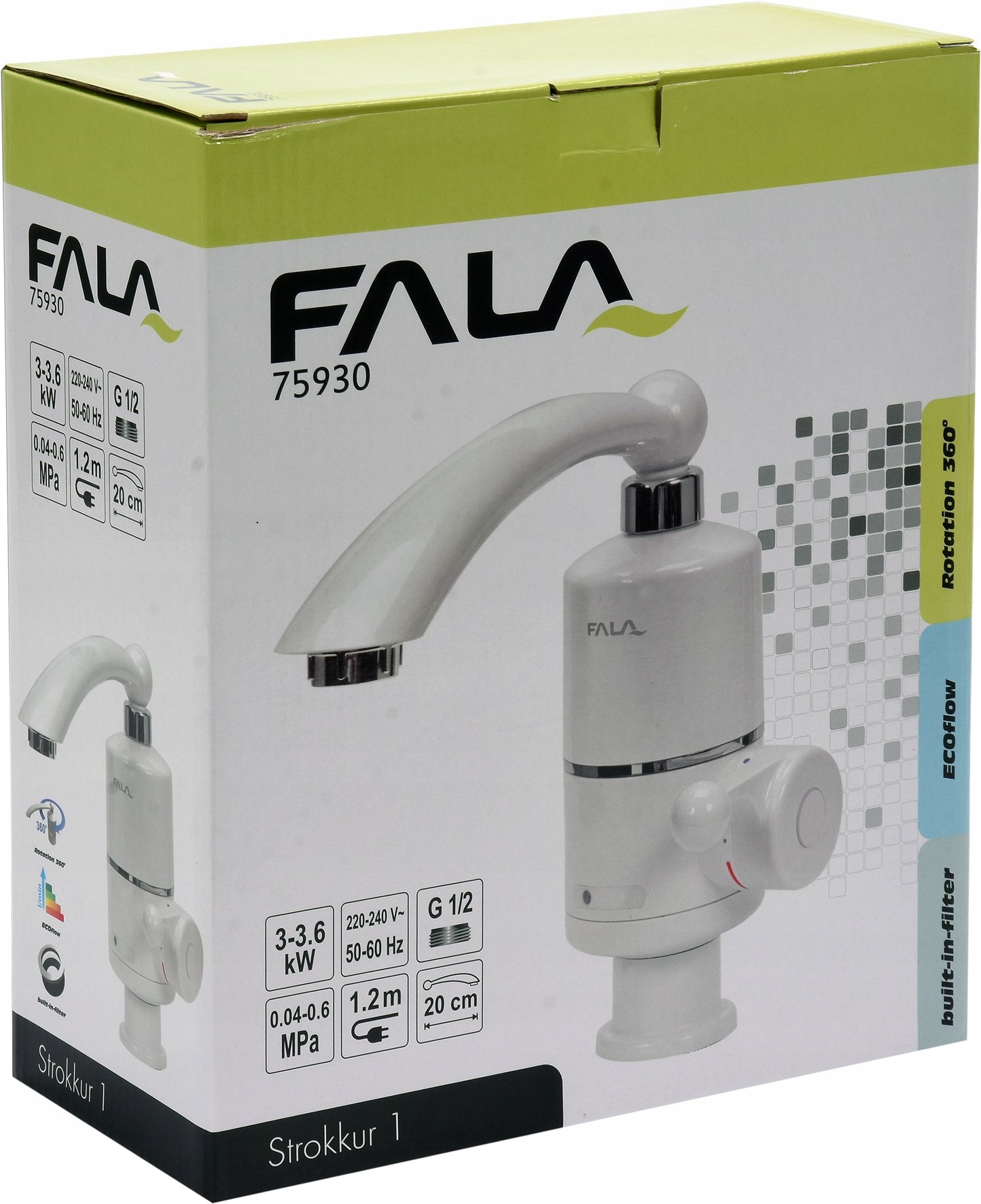 ELEKTRYCZNY PRZEPŁYWOWY PODGRZEWACZ WODY BATERIA 3000W Z BATERIĄ FALA