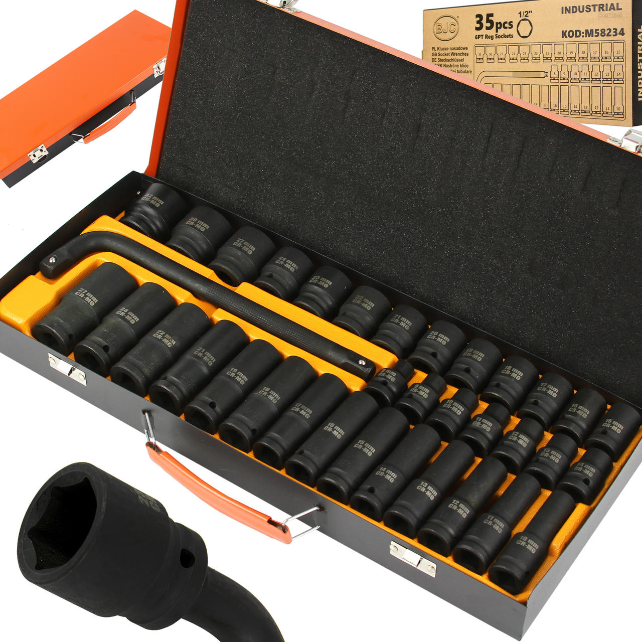 KLUCZE NASADOWE NASADKI UDAROWE 1/2" BJC 8-32mm 6-kąt 35el długie krótkie