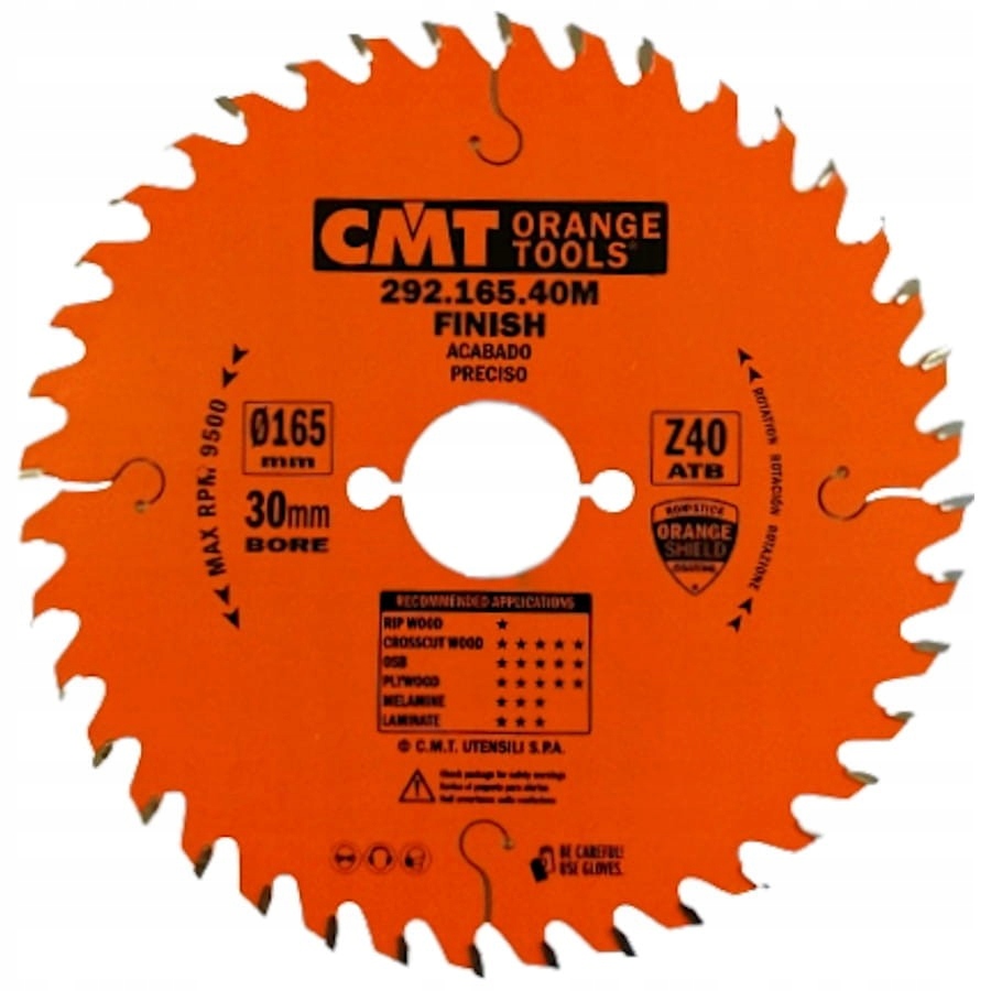 CMT PIŁA PILARKA TARCZOWA DO CIĘCIA DREWNA LAMINATÓW 165X30MM 292.165.40M
