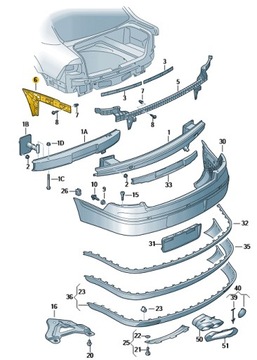 Ковзун направляюча бампера vw phaeton зад права фото №1