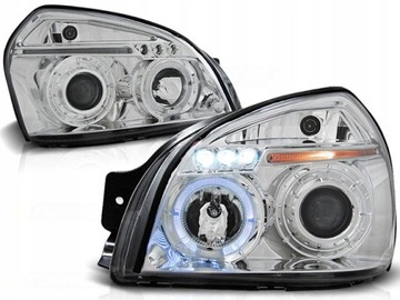 Лампы фары hyundai tucson 04-10r кольца led хром + лампочки бесплатно!! фото №1