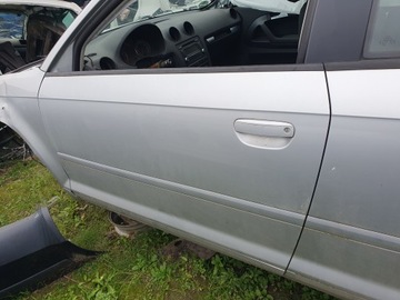 Дверь левая перед передние audi a3 8p рестайлинг 3 дверь 2009r. левая серебристый lx7w фото №1