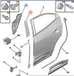 Нова оригінал. планка / накладка стійка двері лівий зад 98347972xk opel mokka фото №1