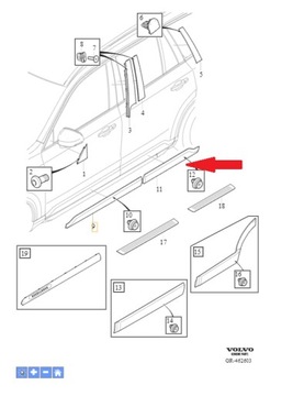 Правая планка дверь зад volvo xc90 оригинальный номер 39843060 фото №1