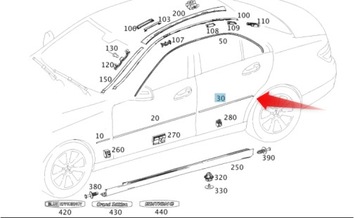 Планка хром боковая mercedes c класс w204 дверь tl фото №1