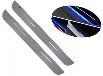 Накладки порогові led сріблястий do bmw планка na поріг 2szt фото №1